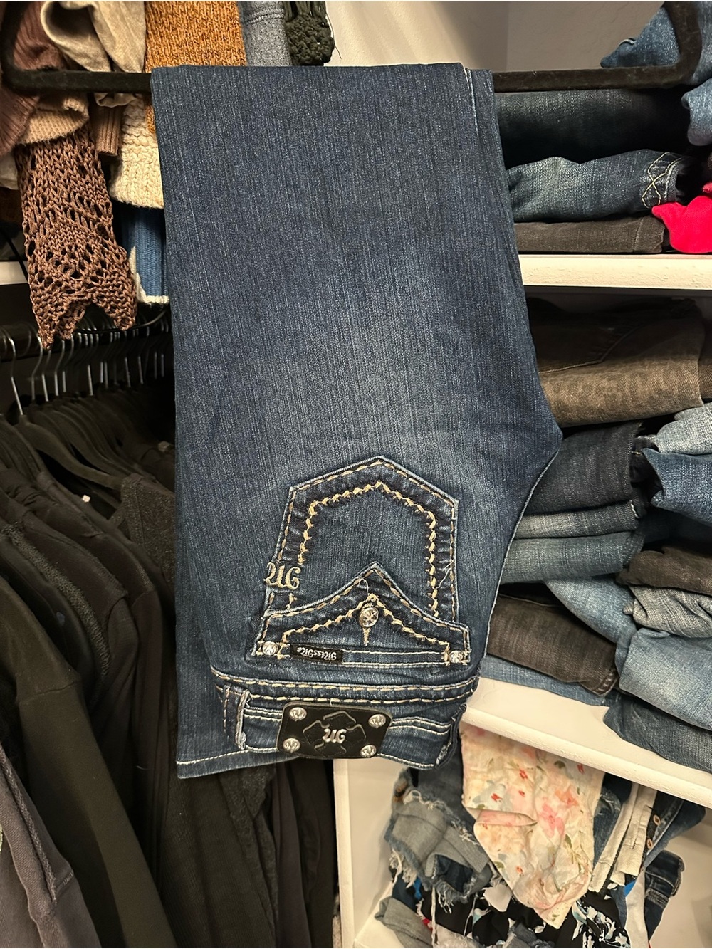 Miss Me Dark Blue Bootcut Jeans with Embroidered Back Pocket